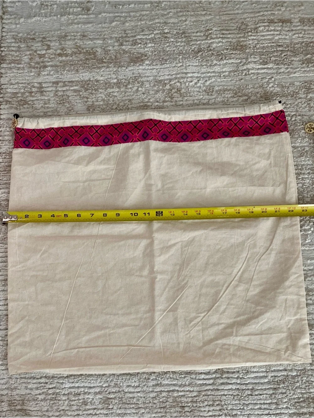 Tory Burch Canvas Dust Bag  Set with Pink and Blue Trim